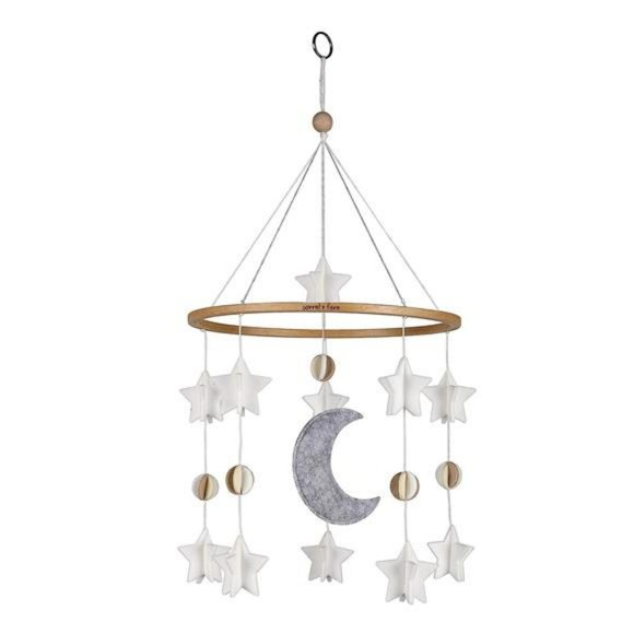 Baby Crib Mobile (Moon, Stars & Planets) - Nursery Decor Ceiling Mobile - Picture 2 of 6